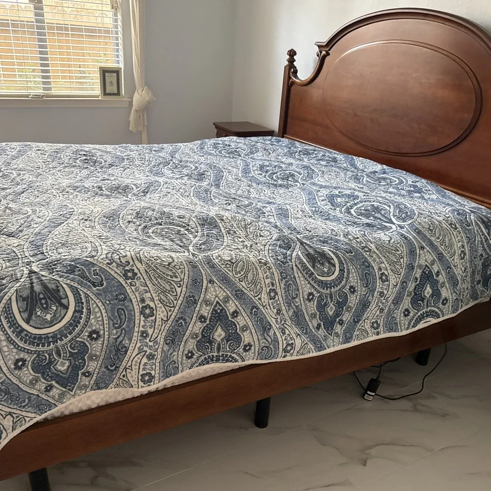 Pottery Barn Quilted‎ Blue Full/Queen Coverlet Blanket Standard Sham Set